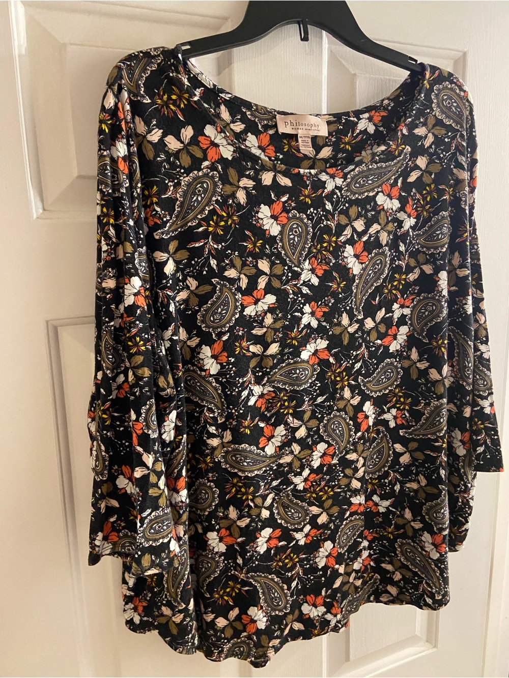 Philosophy 3x Shirt Black Boho Floral Paisley